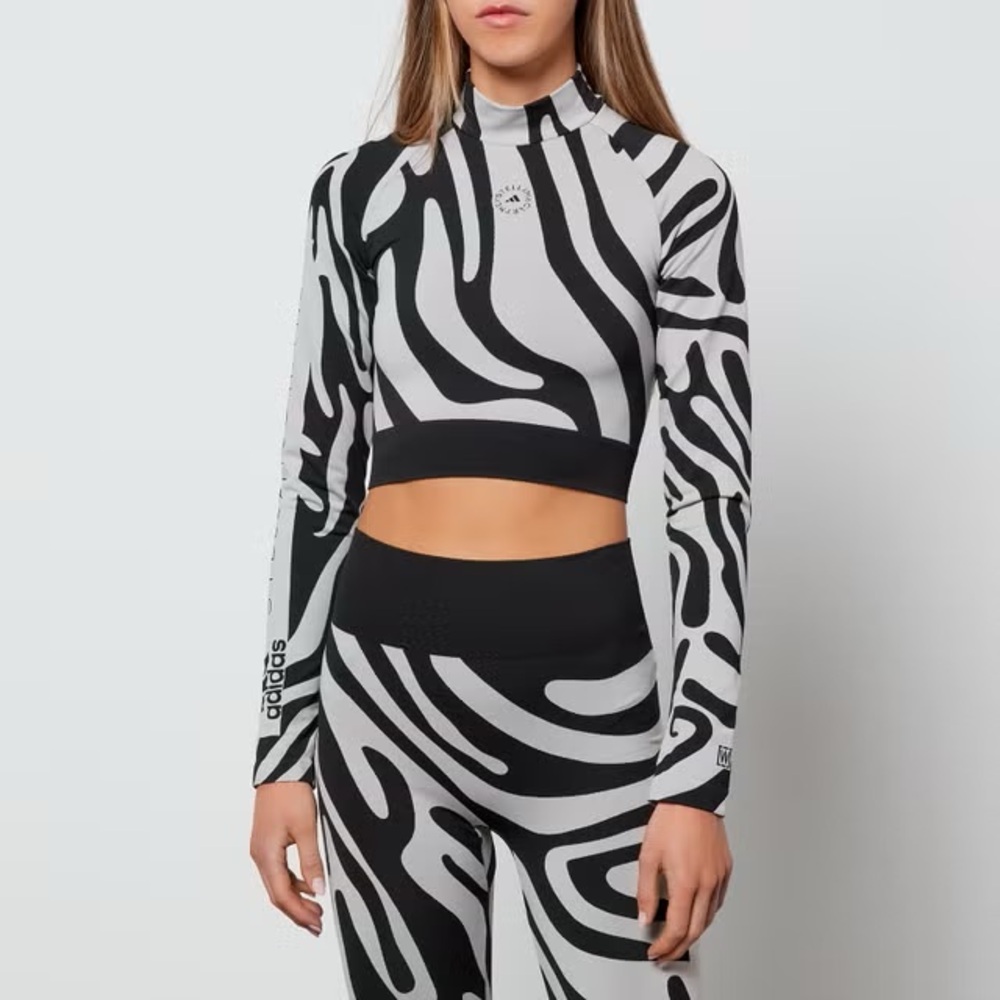W/ Tags ADIDAS BY STELLA MCCARTNEY X Wolford Zebra Print Cropped Top M